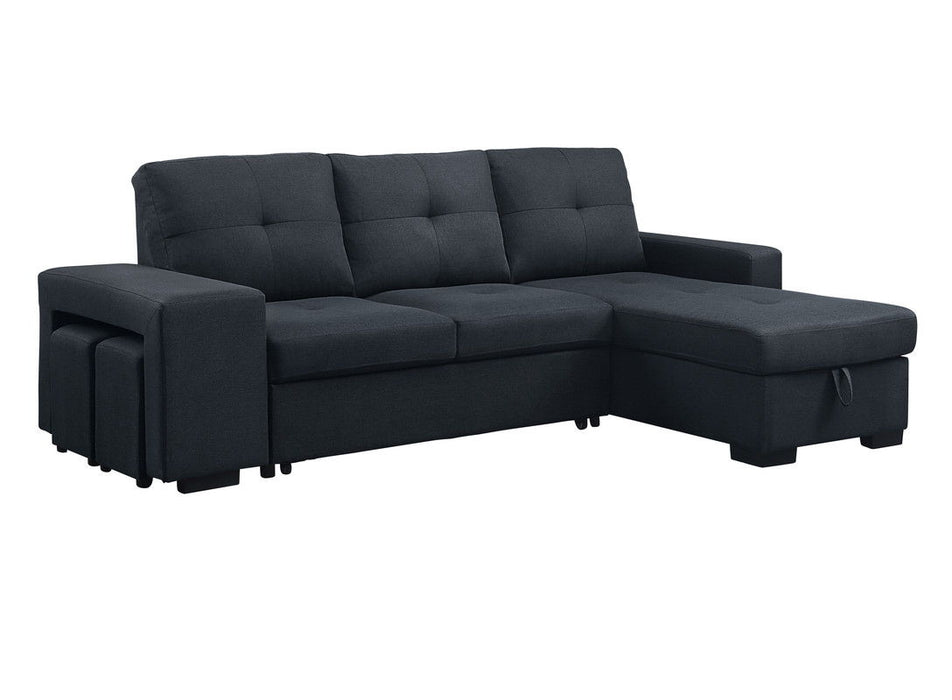 Lucas - Sleeper Sectional Sofa With Reversible Storage Chaise - Dark Gray