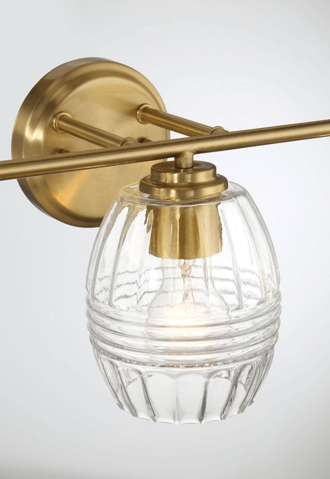 Luster - 3 Lights Vanity With Clear For Bathrooms Above Mirror Wall Lamp Satin - Clear / Gold