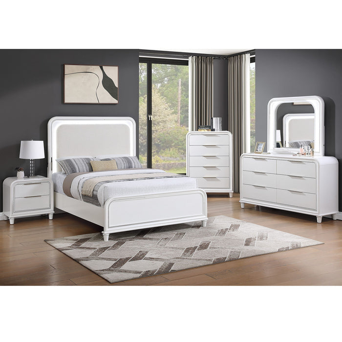 Bed With LED Lights Panel Headboard And Footboard Frame