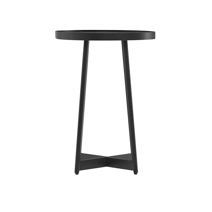 Ranlo - Round Accent Table With Geometric Legs - Black