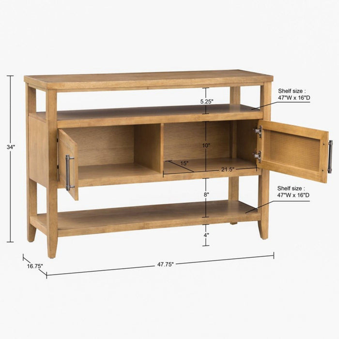 Naomi - 2 Door Storage Console Table With Ample Shelving - Natural
