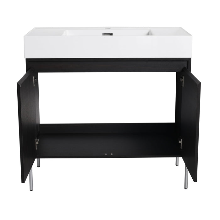 Freestanding Bathroom Vanity With Resin Sink And Storage Cabinet