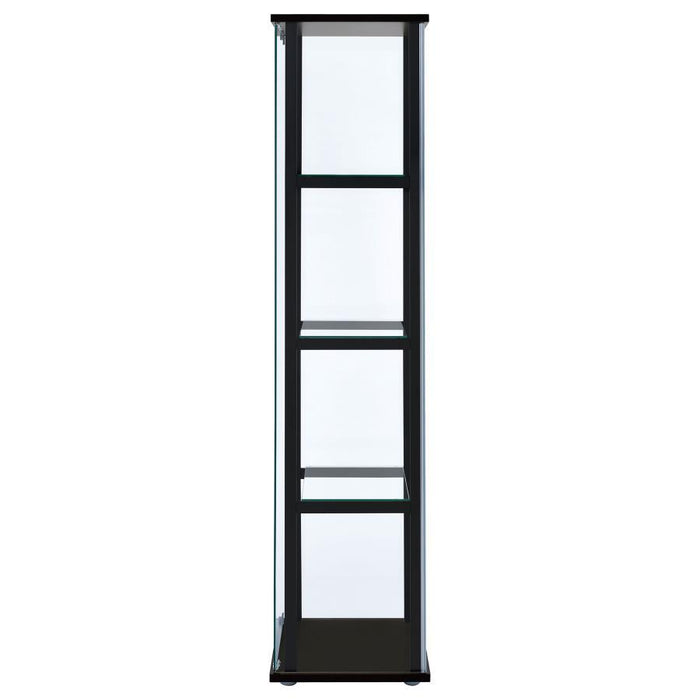 Cyclamen - 4-Shelf Clear Glass Curio Display Cabinet - Black