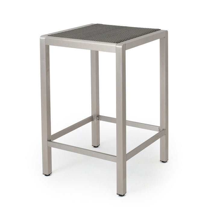 Outdoor 43" Aluminum Bar Table With Rattan Table Top - Gray / Silver