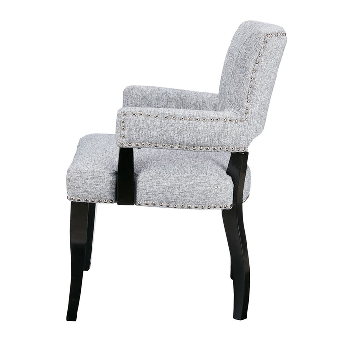 Elegant Arm Dining Chair With Brass Nail Head Detailing