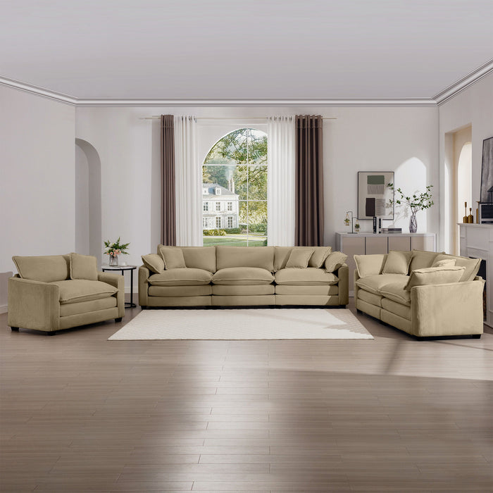 Elegant Corduroy Oversized Sectional Sofa Set With Deep Seats And Flexible Layout