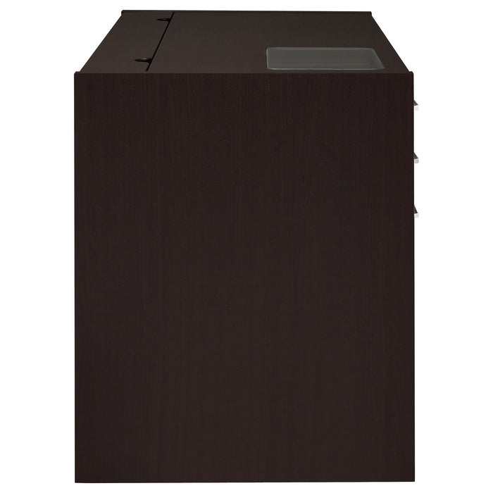 Halston 47-inch 2-drawer Office Desk with Cabinet Cappuccino