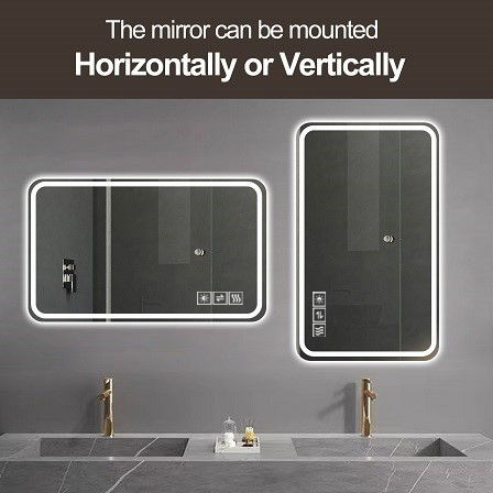 LED Bathroom Mirror Vanity Mirrors With Front Lights Wall Mounted Anti-Fog Frameless Make Up Mirror With Light Copper Free Silver Mirror Horizontal Or Vertical - Silver