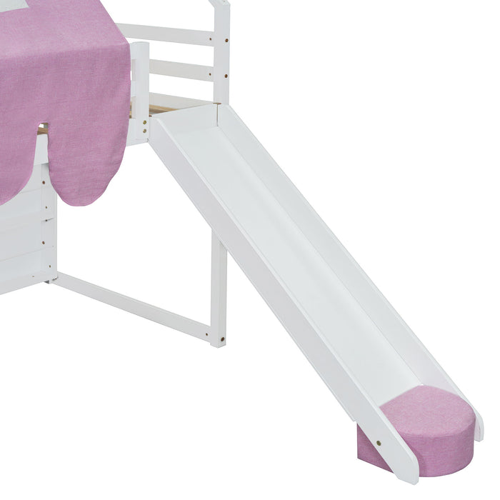 Loft Bed With House Shaped Frame And Tent