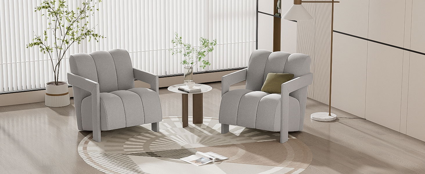 Modern Minimalist Leisure Armchair With L Shaped Armrests