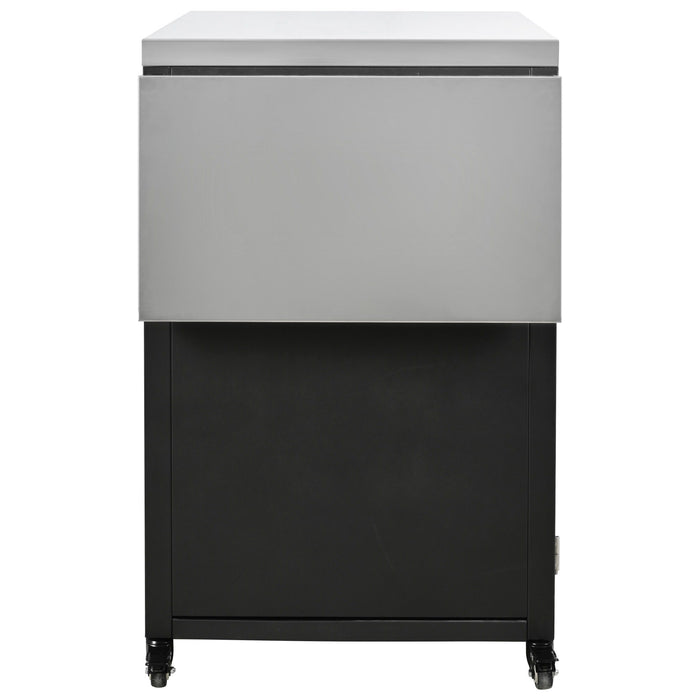 Versatile Outdoor Cabinet With Folding & Expandable Work Surfaces, Ample Storage Space, And Lockable Wheels - Matte Black