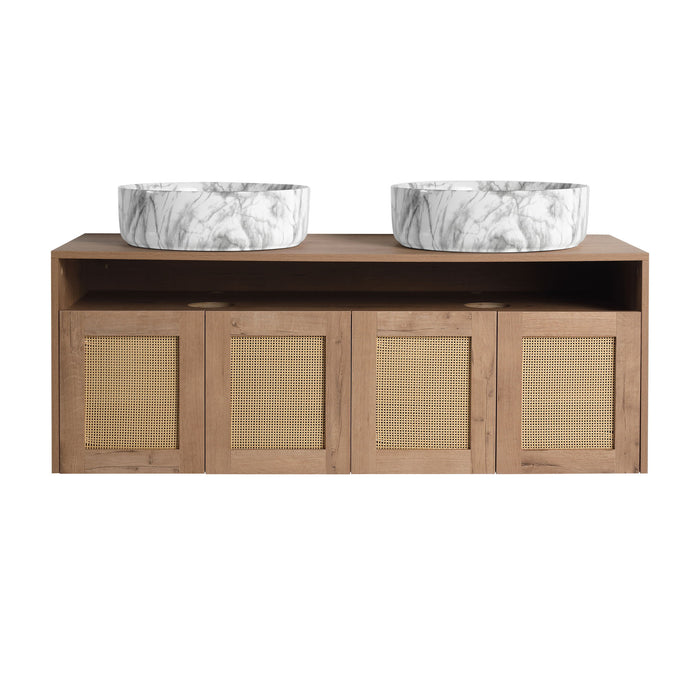 Bathroom Vanity With Art Sink, 2 Soft Close Doors, Float Mounting Design