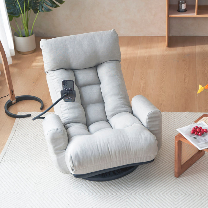 Adjustable Swivel Lounge Chair With 360 Degree Rotating Seat And Headrest Support