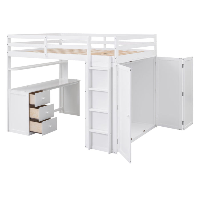 Loft Bed With Drawers, Desk, And Wardrobe