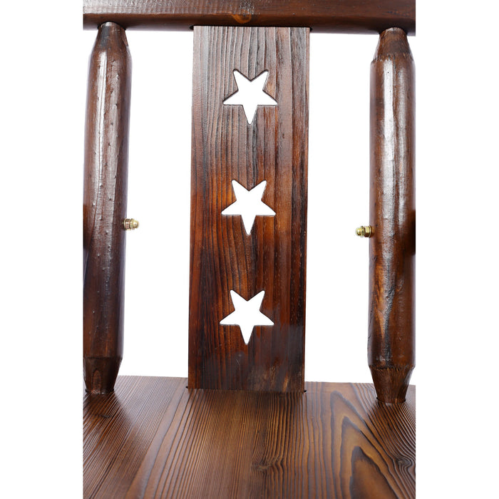 Rustic Tall Bistro Chair Decorative Star Backrest And Footrest, Fir Wood, 4 Foot - Brown