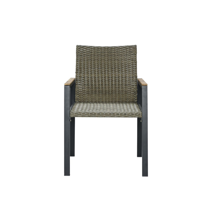 All Weather 7 Piece Patio Dining Table Set With Umbrella Hole - Brown / Gray