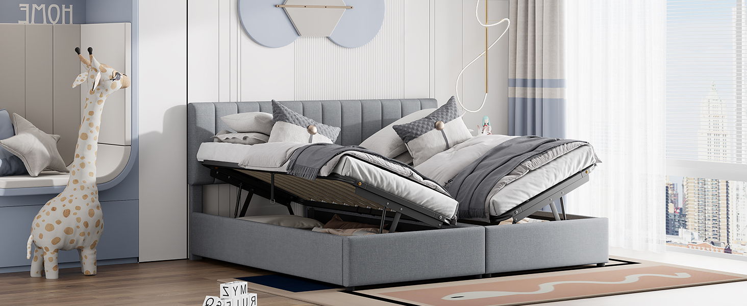 Upholstered Platform Bed With A Hydraulic Storage System