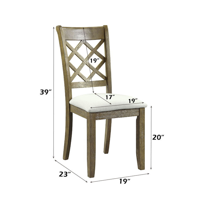 Karsen - Side Chair Set of 2) - Beige Linen & Rustic Oak