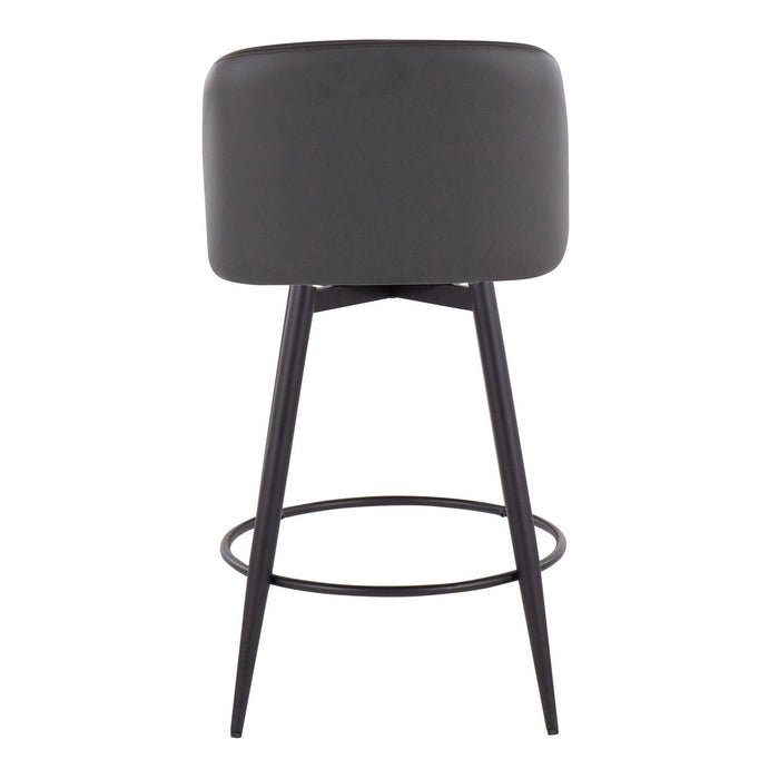 Toriano - Contemporary Fixed-Height, Counter Stool With Swivel With Round Footrest (Set of 2)
