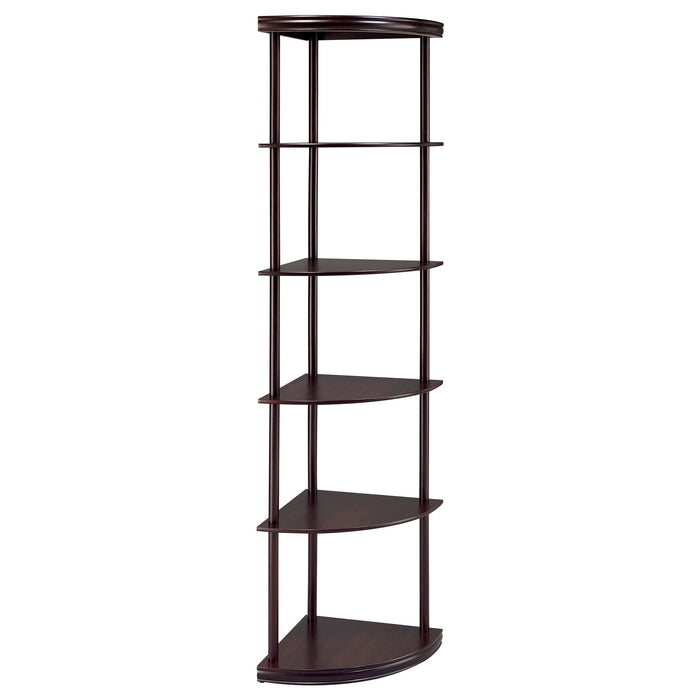 Corner Bookcase With 5 Shelves, Compact Design For Living Room - Cappuccino