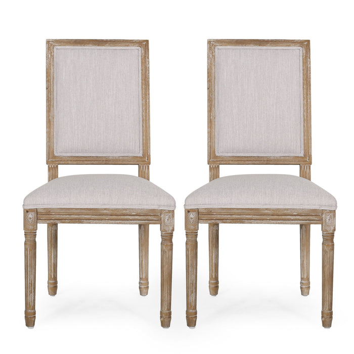 French Country Style Dining Chair With Upholstered Seating And Fluted Legs