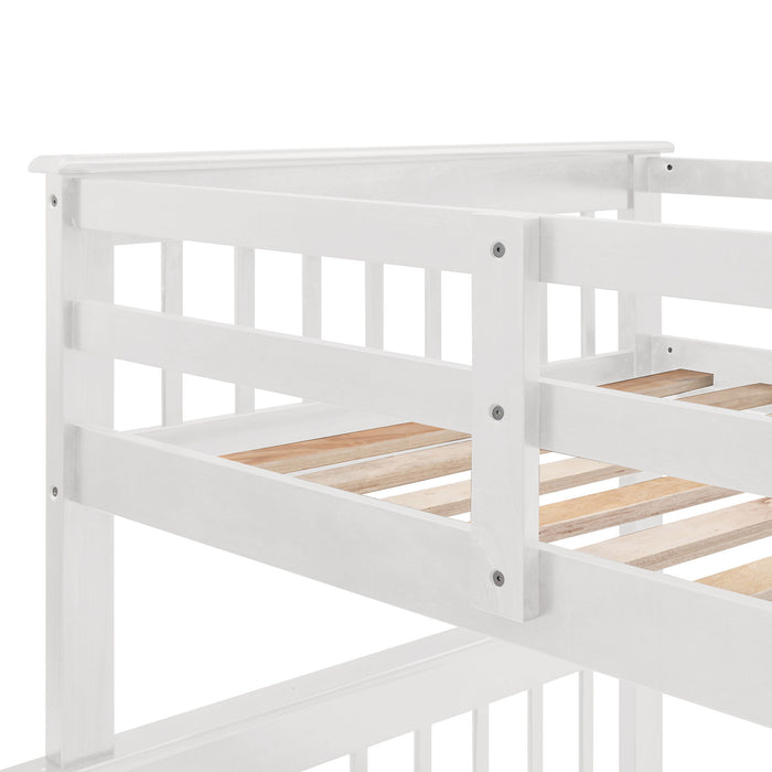 Stairway Bunk Bed With Storage And Guard Rail For Bedroom