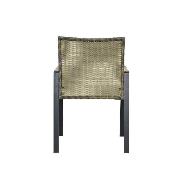 All Weather 7 Piece Patio Dining Table Set With Umbrella Hole - Brown / Gray