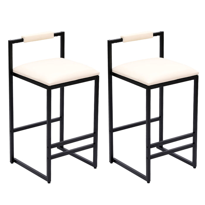 Elegant Bar Stool Set With Backrest And Footrest, Counter Height (Set of 2)