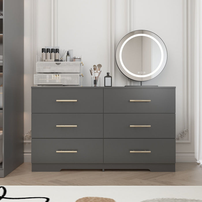 Large 6 Drawers Chest Of Drawer Dressers Table With Handle