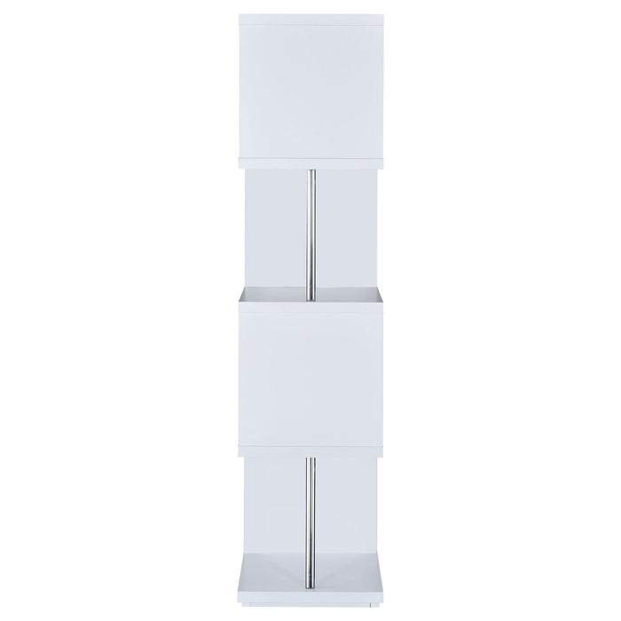 Baxter 67-inch 4-shelf Bookshelf White and Chrome