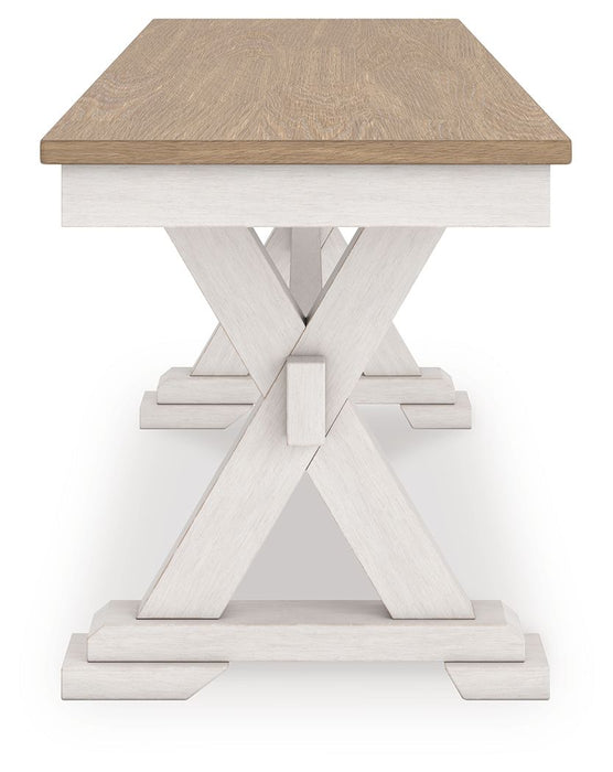 Purlaney - Large Dining Room Bench - Antique White / Natural