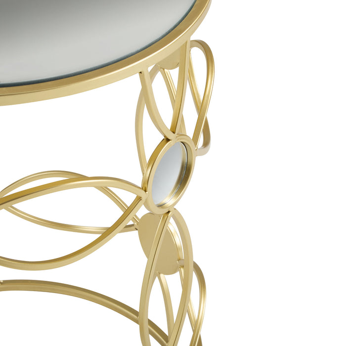 Modern Side Table With Mirror Top And Metal Frame - Gold / Clear
