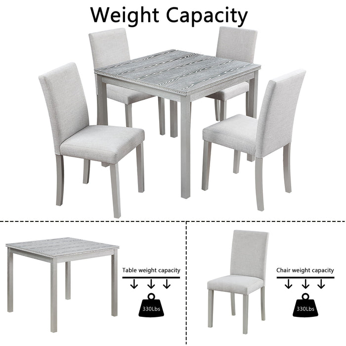 Dining Table Set With Crystal Decoration And Upholstered Chairs