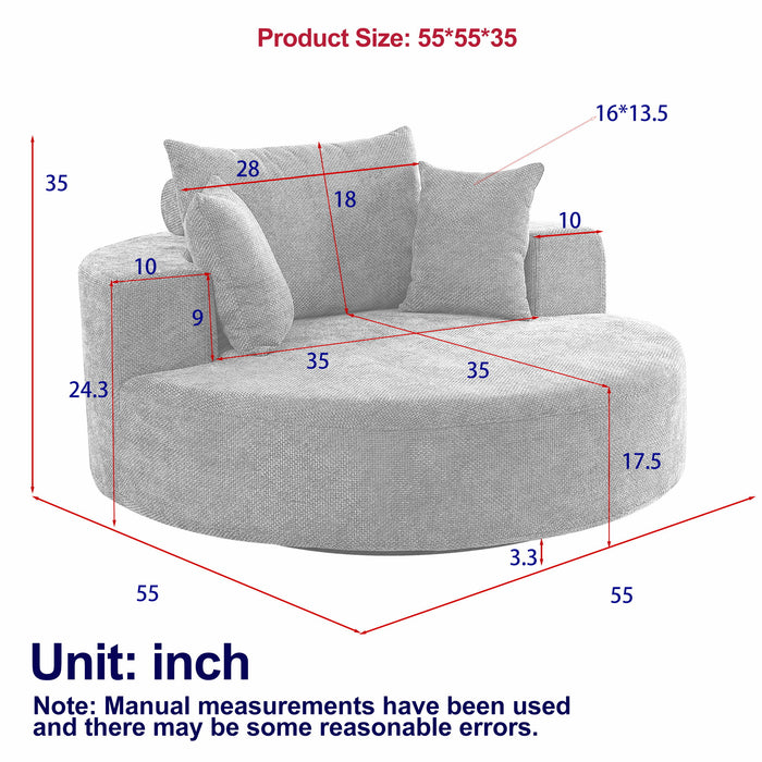 Single Swivel Chair, Fluffy Modern Sleeper, 360 Degree Swivel Chair For Living Room - Beige