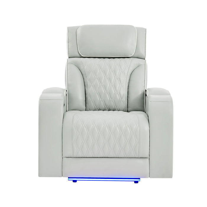 Julian - Power Recliner With Power Headrest And LED Lighting - Silver