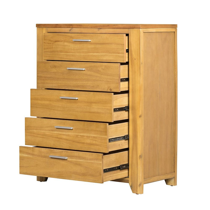 5 Drawer Dresser - Natural Wood / Brown