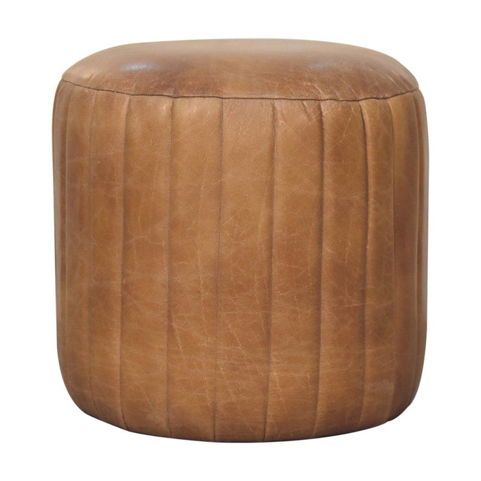 Buffalo - Leather Boucle Footstool - Brown