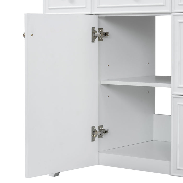 Bathroom Vanity With Ceramic Sink, Soft Close Doors, Adjustable Shelves