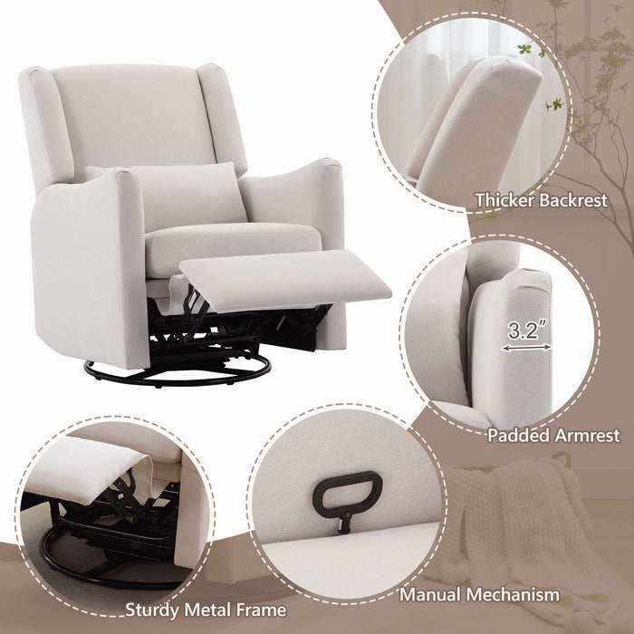 Wide Wingback Swivel Glider Rocker Recliner Chair