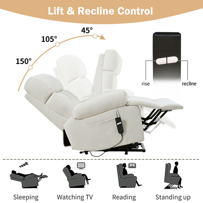 Oversized Power Lift Recliner Chai With Remote Control, Side Pocket, Spacious Seat