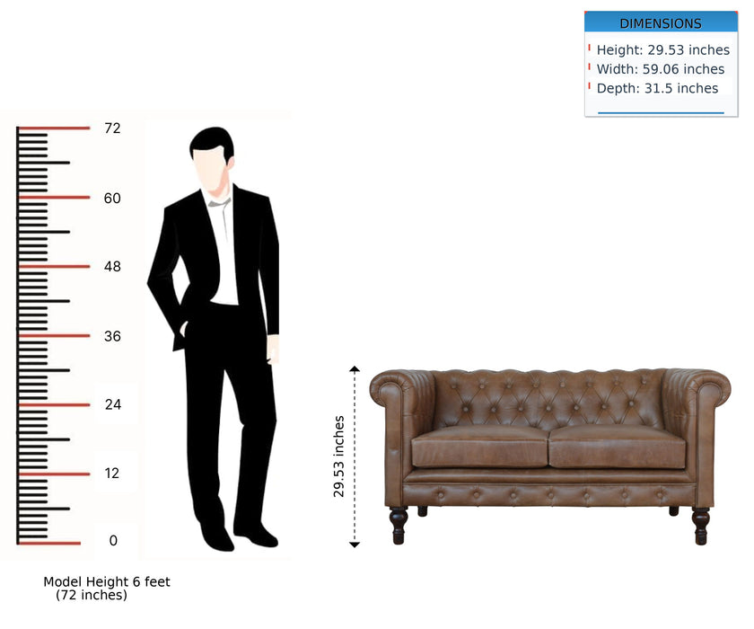 Buffalo - Leather Chesterfield Sofa - Brown