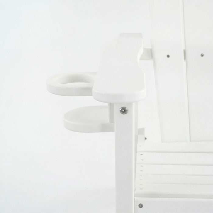 Outdoor Bar Height Adirondack Patio Chair With Cup Holder And Armrests All Weather UV Resistant - White