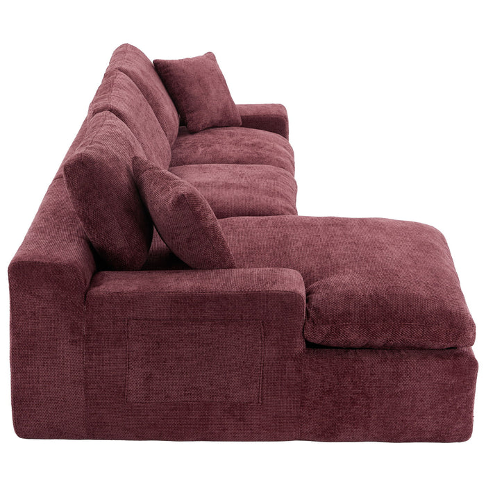 Cloud Sectional Sofa With Double Layer Cushion And Side Pockets, Free-Combined