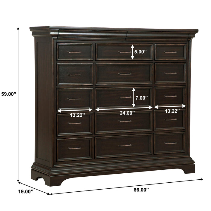 Caldwell - 17 Drawer Master Chest - Deep Brown