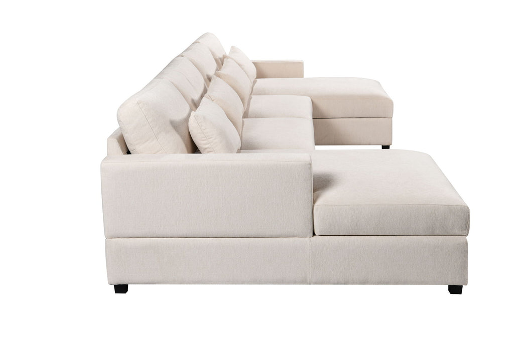U_Style Modern Large U-Shape Sectional Sofa, 2 Large Chaise With Storage Space For Living Room, 4 Lumbar Support Pillows