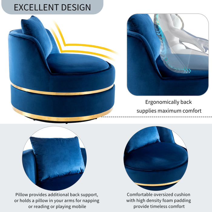 360 Degree Swivel Over Sized Upholstered Barrel Chair