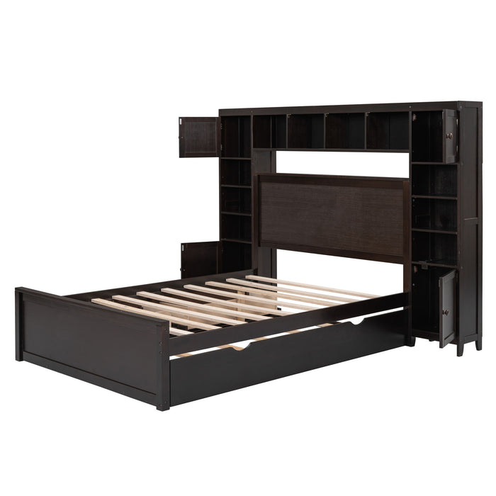 Bed With All In One Cabinet, Shelf And Sockets, Trundle