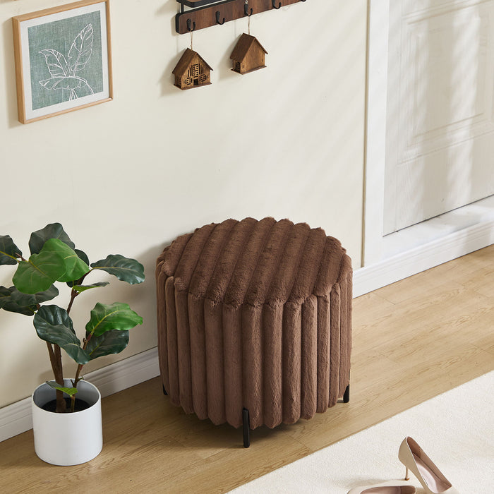 Wide Upholstered Round Pouf Ottoman Foot Rest