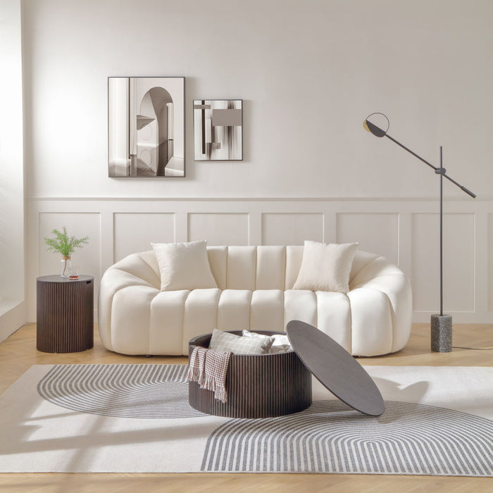 3 Seater Modern Sofa With Deep Channel - Beige
