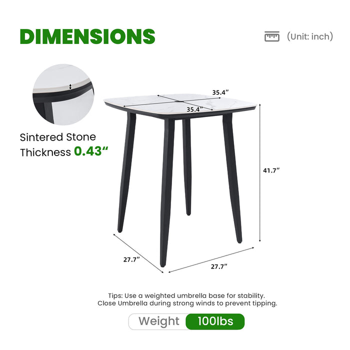 5 Piece Outdoor Bar Set With Table And Swivel Stools - Carbon / Ember Black